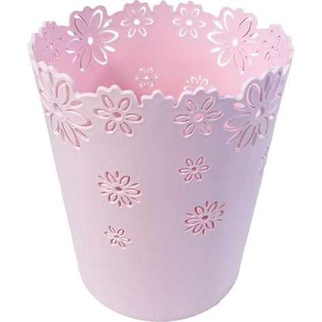 Hohler, unbedeckter, blumenförmiger Abfalleimer aus Kunststoff (S – Rosa)
