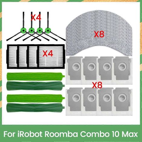 Hauptbürste, Filter, Reinigungspad und Staubbeutel für iRobot Roomba Combo 10 Max – Ersatzteile und Zubehör für effiziente Reinigung