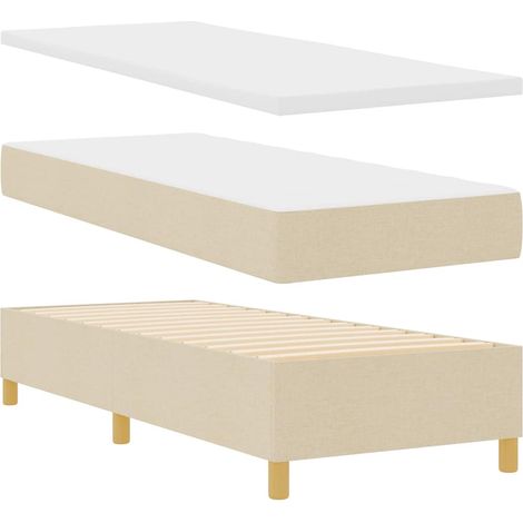 Letto a molle con cuscino Crema 200 x 80 cm Tessuto vidaXL (1/5)
