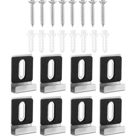 Set mit 8 U-förmigen Wandspiegelhalterungen – Metallklemmen – Schwarz – Inkl. Schrauben – Robuste Montageklemmen für Badezimmer und Schlafzimmer (1/5)