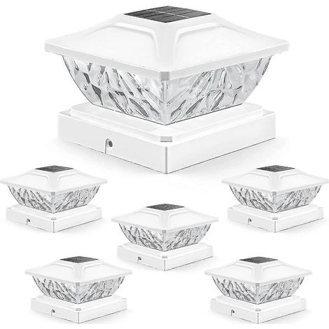 Lampes solaires pour poteaux extérieurs : lot de 8 lampes solaires LED puissantes à 2 modes pour clôtures et terrasses, compatibles avec les poteaux en bois de 3,5 x 3,5, 4 x 4, 4,5 x 4,5 et 5 x 5 pou