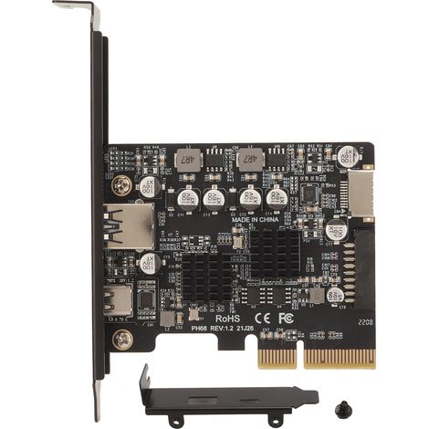 Carte d'extension PCIe USB 3.2 Type C 10Gbps avec connecteur avant Type E, broches plaquées or pour PC de bureau (1/5)