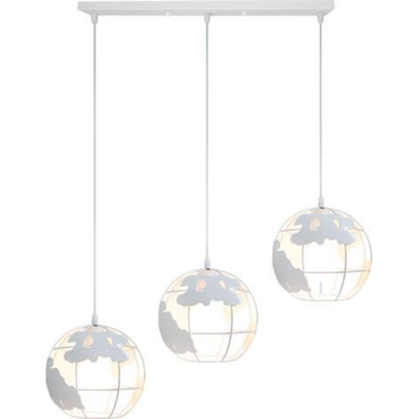 3 Lumières Plafonnier Industriel Créatif Lampe À Suspension Rétro Vintage En Métal Blanc Pour Chambre À Coucher, Café Et Bar (1/5)