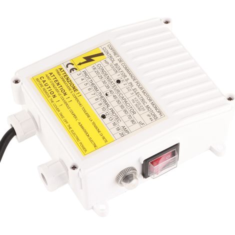 Pompe Boîte de Contrôle avec Protection Thermique Intégrée Disjoncteur pour Puits Profond Submersible Pompe Domestique Aspiration 1.1KW 1.5CV 60µF 25A Prise UE 220V (1/5)