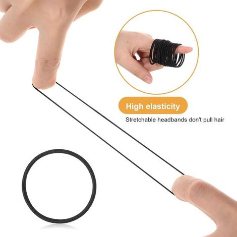Élastiques à cheveux, lot de 60, mini élastiques, 2 mm d'épaisseur, doux, élastiques, accessoires pour cheveux, élastiques pour filles, sans métal, élastiques tressés, noirs (1/5)