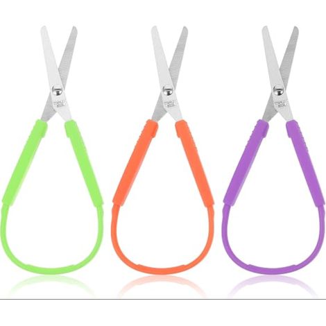 Ciseaux à Boucles Avec Poignée, à Ouverture Automatique, de Sécurité pour Enfant à partir de 2 Ans - École et Bricolage