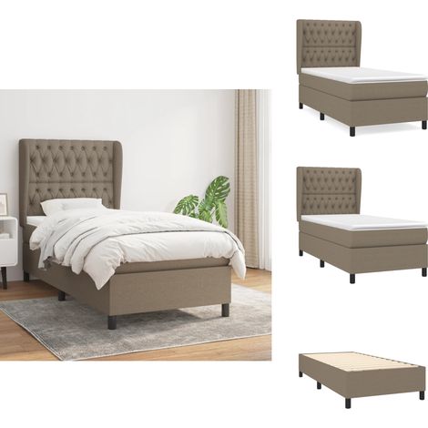 Boxspringbett mit Matratze Taupe 100x200 cm Stoff - Boxspringbett - Doppelbett - Bettenrahmen - Lattenrost - Matratze (1/5)
