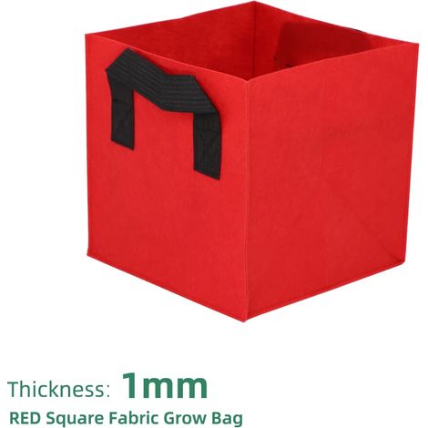 (Rouge - Lot de 2, 30 x 30 x 30 cm) Lot de 2 sacs de culture carrés en tissu avec poignées pour plantes d'extérieur, légumes, fleurs, pots de pépinière. (1/4)