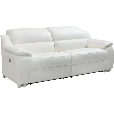 Divano relax 3 posti elettrico in pelle Bianco - ARENA II