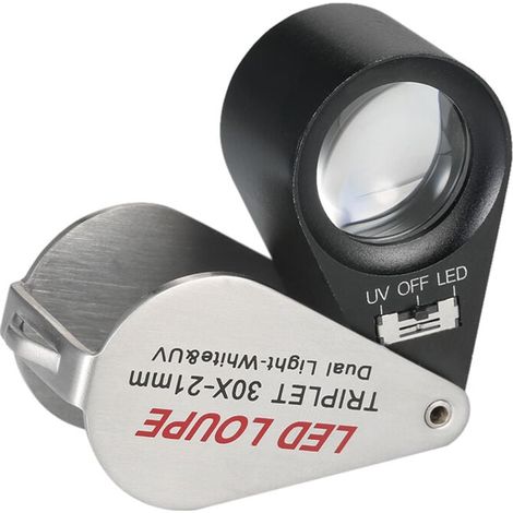 30X Mini Loupe de Bijoutier LED Multifonctionnelle de Poche Portable 21mm 6 Loupe Triplet Loupe Lumières Circulaires en Forme de 6 Intégrées Détecteur de Contrefaçon Ultraviolet (1/4)