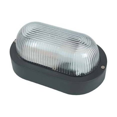 PLAFONIERA PLASTICA OVALE NERA VETRO 207X118mm ESTERNO 60W ROSI