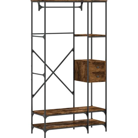 Porte-vêtements avec étagères chêne fumé bois d'ingénierie (1/5)