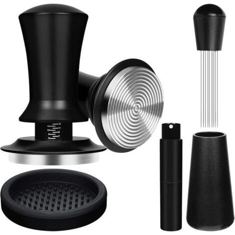 Tamper Expresso - 51 mm - Ressort Calibré 13,6 kg - Tapis Tamper - Outil Distribution Café - Flacon Pulvérisateur - Kit Complet (1/5)