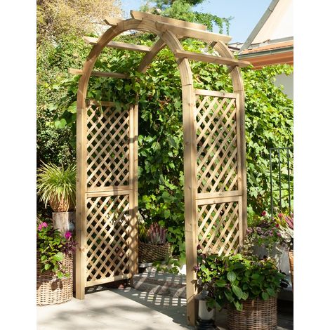 Jagram Wooden Garden Rose Arch Classic Pergola Plant Support Round Top (1/5)