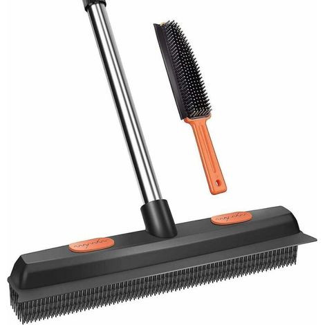 Brosse en caoutchouc pour poils d'animaux, râteau à tapis, brosse de sol avec fonction rasage, brosse de précision portable (1/5)