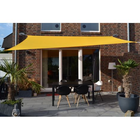 Vierecksonnensegel 300 x 400 cm - Polyester - Farbe sonnengelb (1/5)