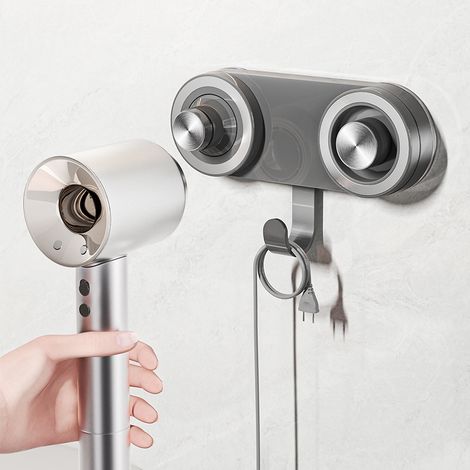Support pour sèche-cheveux, support à ventouse pour sèche-cheveux sans perçage, support mural pour salle de bain, amovible et réutilisable, adapté à la plupart des sèche-cheveux (1/5)