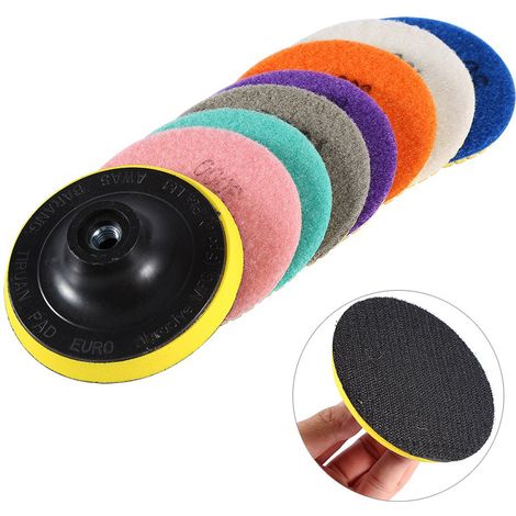 Ensemble de 8 pièces de disques de meulage à eau diamantés en marbre de 4 pouces (50+100+300+800+1500+2000+3000 disques de meulage à eau + plaque adhésive de 4 pouces) (1/5)