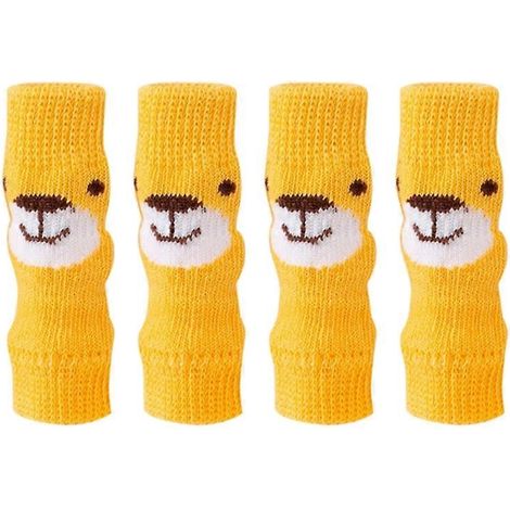 Gestrickte Hunde- und Katzensocken, warme Winter-Tier-Knieschoner, gelbe Bären-Knieschoner M.