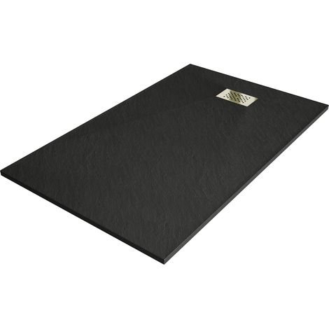 Mexen Hugo rechteckige Duschwanne SMC 140 x 90 cm, schwarz, Abdeckung gold - 42709014-G (1/5)