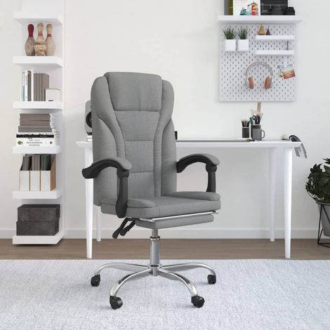 Fauteuil Relax inclinable - Chaise de Bureau inclinable Gris clair Tissu -BV94473 (1/5)
