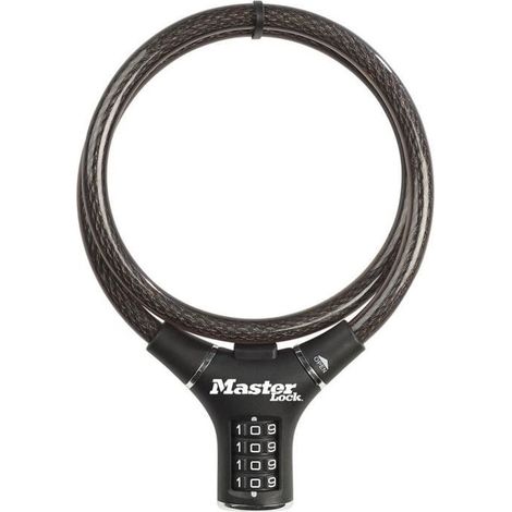 MASTER LOCK Cable Antivol Vélo [90 cm Câble] [Combinaison] [Extérieur] 8229EURDPRO - Idéal pour Vélo, Vélo Electrique, Skateboard, Poussettes, Tondeuses et autres Equipements (1/10)