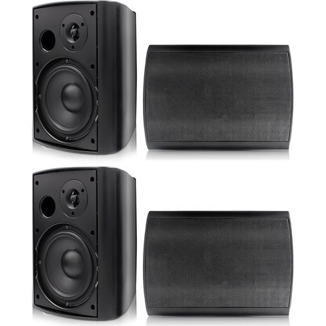 6.5 Inch Bluetooth Outdoor Speakers – 800W Outdoor Speaker with Source Stereo Amplifier Box Ideal for Outdoor Patio Garden Veranda (4 Black) (1/5)