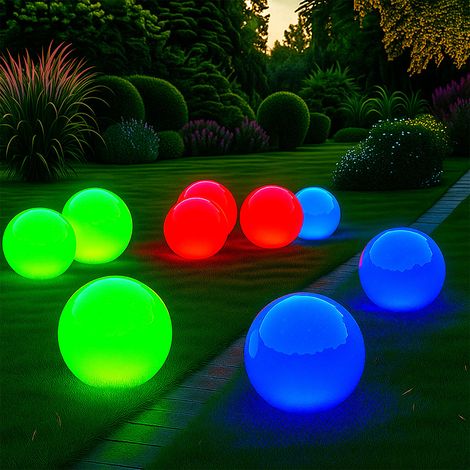 Lampe d'ambiance extérieure Lampe de jardin Lampe sphérique Lampe décorative extérieure Pool, Résistant aux intempéries dimmable, rouge bleu vert, 9x G4 10W 360Lm 2700K, D 15cm, 9er Set (1/5)