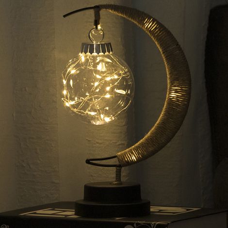 Lampe Lunaire - Lampe LED en Fer Forgé en Forme de Croissant de Lune - Luminaire Décoratif pour Chambre et Salon - 1 Pièce (1/4)