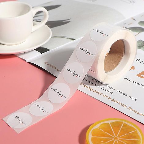500 étiquettes autocollantes rondes en papier blanc « Merci » pour scrapbooking, 2,5 cm (1 pouce) de diamètre. (1/3)