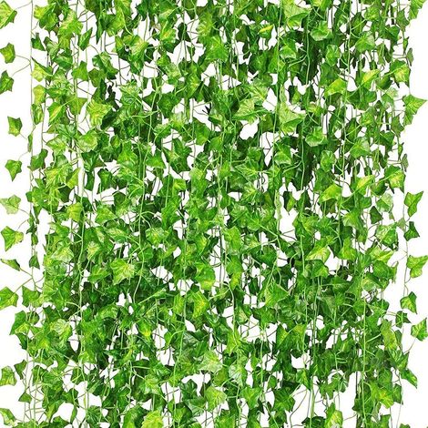 Couronne de lierre artificiel, feuilles vertes de vigne immortelle protégées contre les UV, plantes artificielles, lianes suspendues