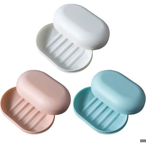 HONORNIC - 3 Pièces Porte-Savon de Voyage avec Couvercle, Boîte à Savon de Douche Portable étanche et étanche pour Voyage, Salle de Bain,