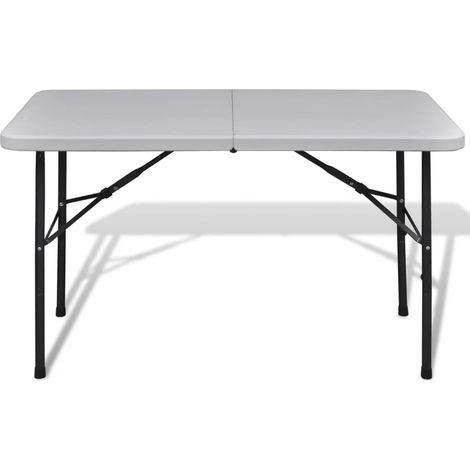 Table de jardin Table d'appoint, Table de Balcon, pliable 122 cm blanche en HDPE OIB6789E (1/5)