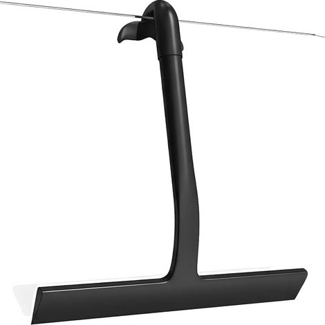Raclette Douche, Vitre, Silicone Monobloc avec Crochet, Noire Style, Paroi De, Miroir (1/5)