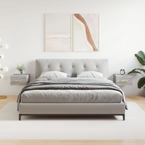 Mesitas de noche de pared 2 uds color gris  35x35x20 cm