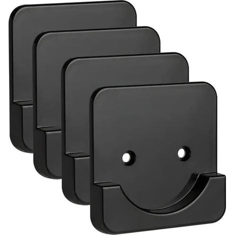Support de tringle à rideau de douche, en ABS, fixation auto-adhésive ou par vis, noir, lot de 4 pièces. (1/5)