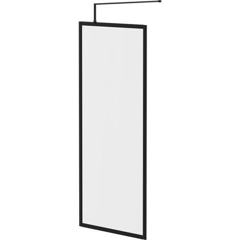 Colore 8mm Clear Glass Matt Black 1850mm x 800mm Fully Framed Walk In Shower Screen including Wall Channel and Support Bar (1/5)