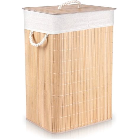 Cesto de ropa de bamb煤 beige de 70 l (1/5)