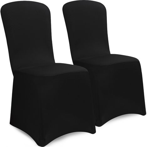 DETEX® Stuhlhussen 2er Pack Stretch Stuhlbezüge Stuhl Hussen Bezug Überwurf Set Hochzeit Party Weihnachten   schwarz (1/5)