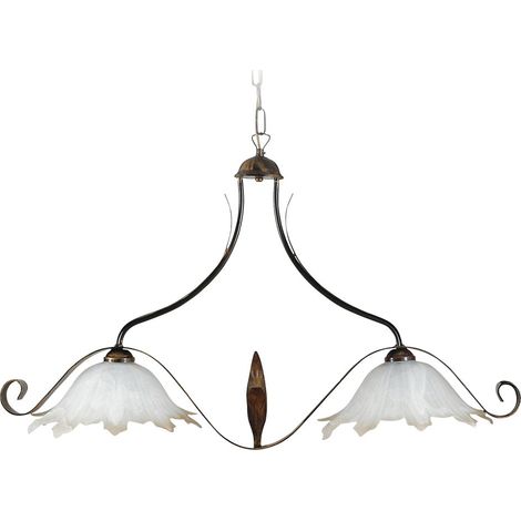 E-energy Sospensione 2xE27 Marrone Alabastro Bianco Sfumato Ambra 194845 (1/2)