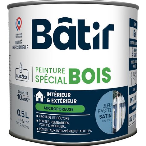 Peinture Bois Satinée Bleu Ral5024 Finition Satinée Durable Pour Bois Int/ext - Batir Peintures