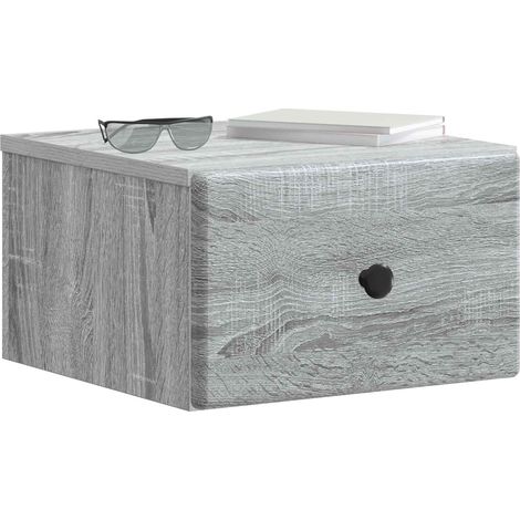 Maison Exclusive - Mobiletto da notte a muro Grigio Sonoma 34,5 x 33 x 20 cm