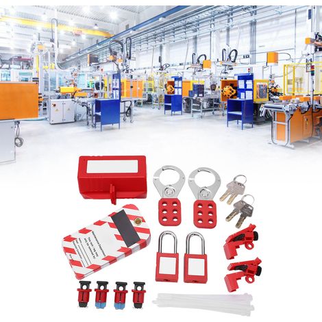 Kit de verrouillage de disjoncteur électrique, cadenas de sécurité, étiquettes Loto, jeu de loquets pour produits chimiques industriels (1/5)