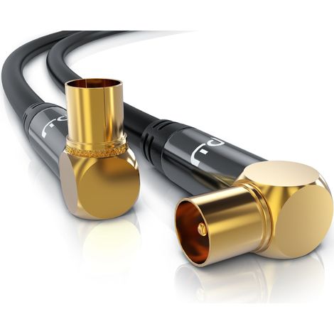 Primewire Antennenkabel 90° gewinkelt, Koax, TV-Kabel, RF, IEC, HDTV, 4-fach Schirmung, 75 Ohm, 120dB - 12,5m (1/5)