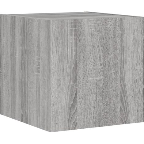 Mueble TV multimedia estante para televisión buffet para televisión comedor salón dormitorio de pared con luces LED sonoma 30,5 x 35 x 30 cm gris 020028044