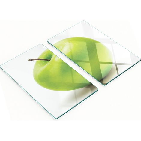 Tablas decorativas de cristal para cortar y servir, color verde manzana, 2x30x52 cm.