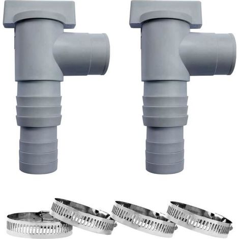 Vanne d'entretien/d'arrêt pour Piscine, Adaptateur De Tuyau De Piscine 32mm, Robinet D'arrêt avec 2 Colliers De Serrage, Double (1/4)