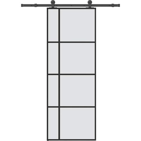 Schiebetür mit Beschlag 76x205 cm ESG-Glas & Aluminium