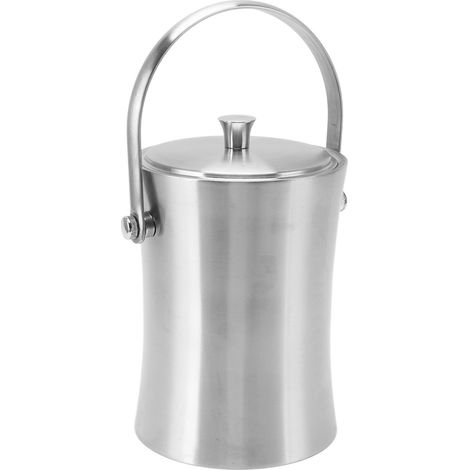 Seau à glace double paroi 1L en acier inoxydable, forme évasée, avec couvercle et système de séparation de la glace, idéal pour le champagne et le vin. (1/5)
