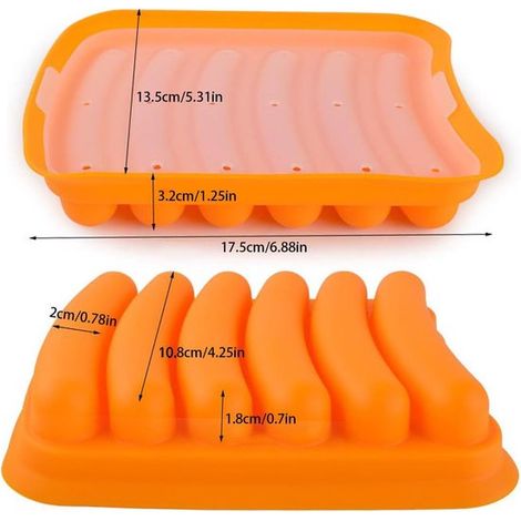 6-in-1 Silikon-Wurstform für selbstgemachte Hamburger Hotdogs Eiswürfel Bonbons Gelee Schokolade zum Selbermachen für Hotdogs Eier Würstchen mit 17,5 (1/4)